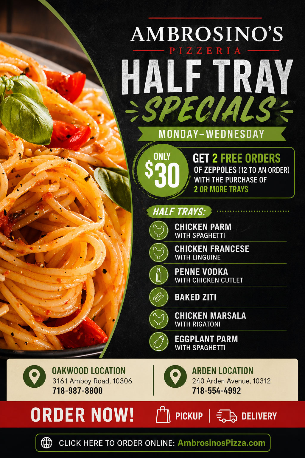 Pizza Specials / Half Tray Specials  - Ambrosino's Pizzeria 