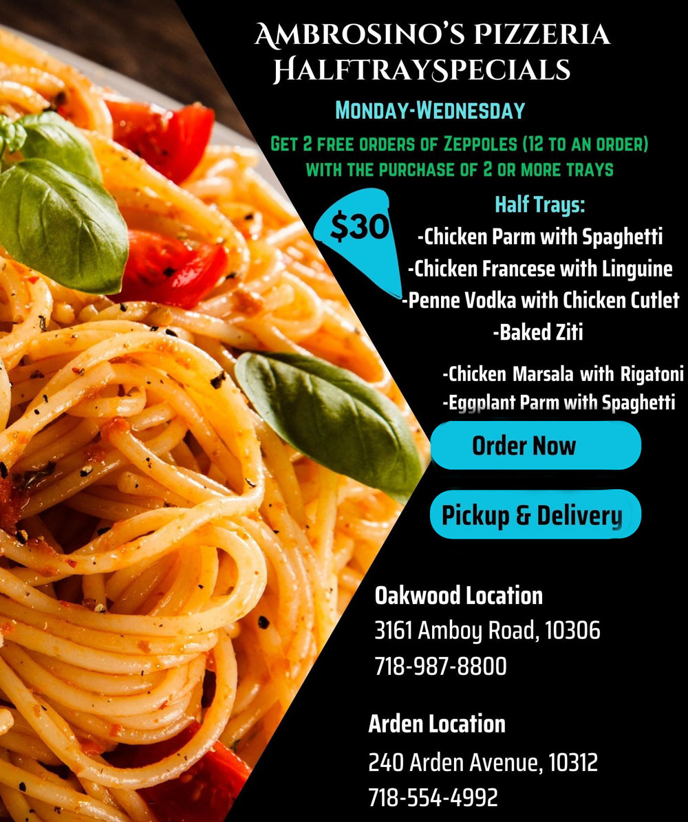 Ambrosinos Pizzeria Half Tray Special